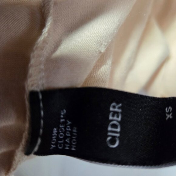 Cider Top XS | Tan Rhinestone V Neck Long Sleeve Y2K Coquette Sparkle Chic - Picture 7 of 7